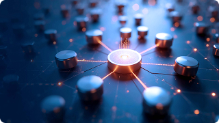 Glowing network of connected nodes representing enterprise integration